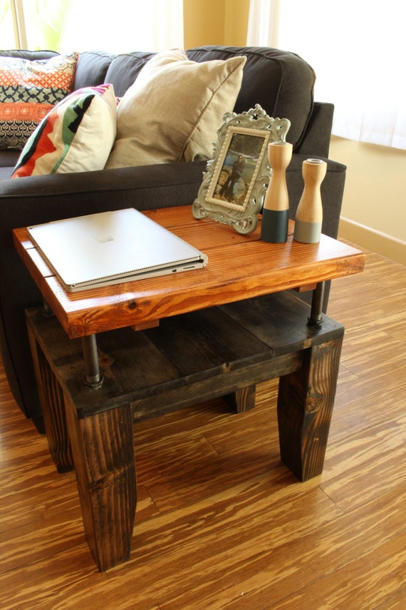 Solid Wood & Pipe bedside table / Handmade Rustic Industrial / Etsy