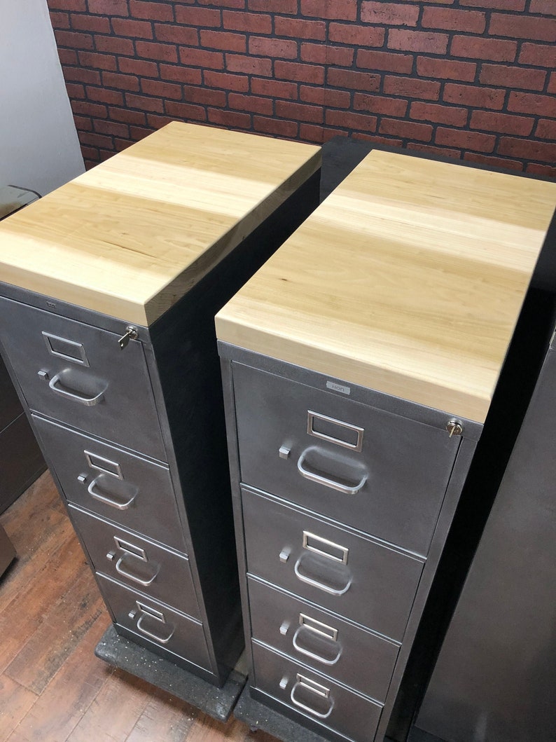 Metal Filing 4 Drawer Refinished / Wood Top / Etsy Canada