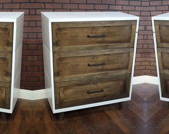 Cabinet / 3-Drawer Metal and Wood File / Refinished / 30", 36" or 42" wide 3 drawer lateral / Cabinet Rustic / industrial / filing