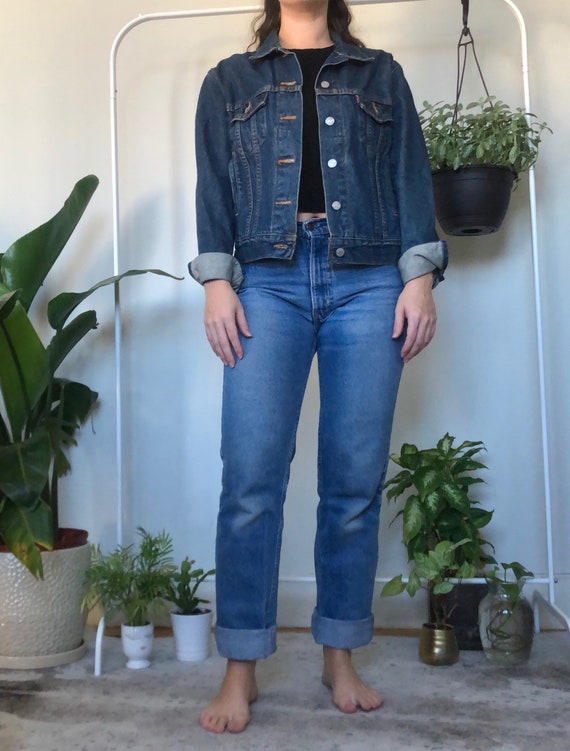 VINTAGE Levi Dark Wash Denim Jacket- SMALL - image 4