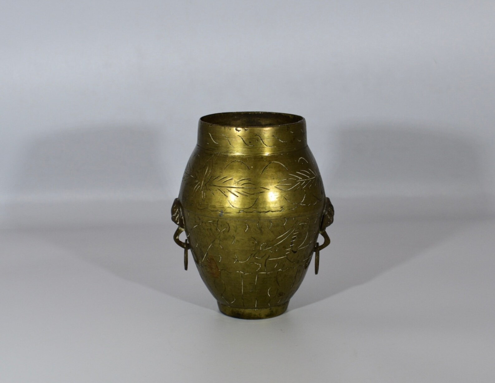 Etched Brass Chinese Vase/ Urn with Ring Handles Etsy
