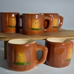 Conjunto vintage de cinco canecas pequenas de coruja | Canecas fofas de coruja | Presente para amantes de corujas | Presente para ela
