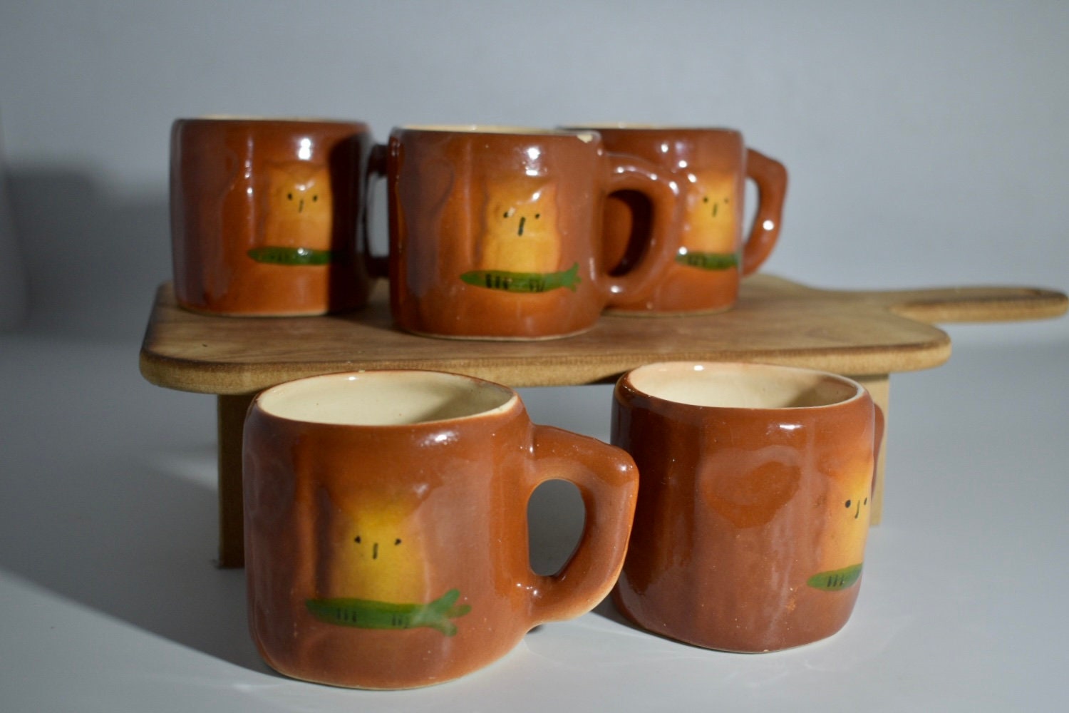 Vintage Set of Five Small Owl Mugs|Cute Owl Mugs|Gift for Owl Lovers|Gift For Her