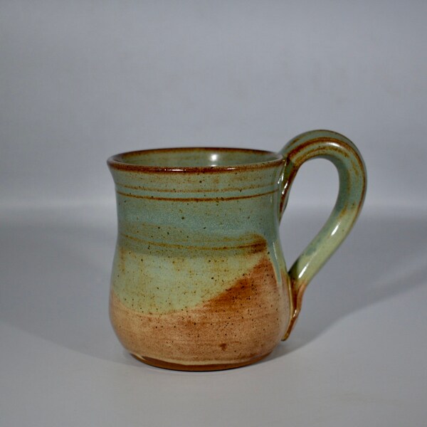 Green and Brown Earthenware Coffee Mug|Stoneware Mug|Ceramic Coffee Cup|Coffee Lover Gift|Unique Coffee Mug