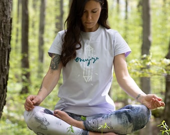 Energize "Crystal Clear" Organic Cotton Women's T-shirt / Longsleeve / Lilac Grey / Yoga Shirt / Ethical / Fair Trade / Sustainable /Organic