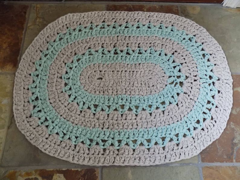 Oval T Shirt Rug Cotton Rug Hand Crochet Sandy Etsy