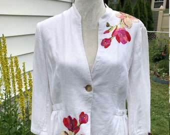 Upcycled Refashioned Romantic Boho Linen Jacket
