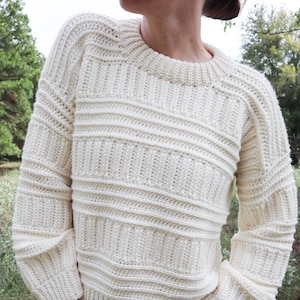 CROCHET PATTERN // Crochet Sweater, Pullover, Jumper, Ribbed Sweater, Crochet Shirt, Crochet Top, Striped Sweater // Obelilsk Pullover image 1