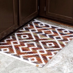 CROCHET PATTERN // Geometric Diamond Rug, Kitchen Rug, Bathroom Rug, Home Decor, Tapestry Crochet Rug, Floor Mat // Aztec Harvest Rug image 1