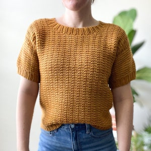 HÄKELANLEITUNG // Moderner Häkelpullover, Pullover, Sweater, Kurzarm-Pullover, Kurzarm-Pullover // Flora Pullover