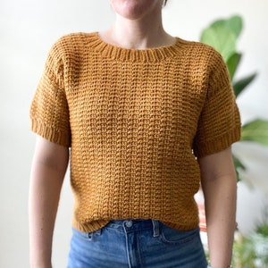 CROCHET PATTERN // Modern Crochet Sweater, Pullover, Jumper, Tee, T-shirt, Summer Crochet, Short-Sleeve Sweater  // Flora Pullover