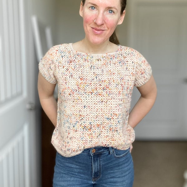 CROCHET PATTERN // Crochet Sweater, Crochet Tee, Summer Crochet, Easy Sweater, Lacy Top, Oversized Sweater, Modern Pullover // Triunity Tee