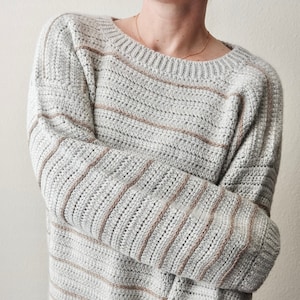 HÄKELANLEITUNG // Häkelpullover, Oversized Pullover, Häkelpullover, Sweatshirt, Gestreifter Pullover, Häkeloberteil // Klassischer Pullover