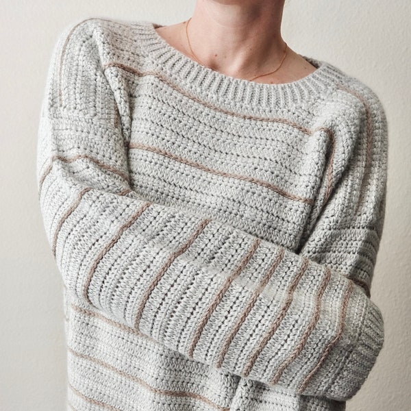 CROCHET PATTERN // Crochet Sweater, Oversized Pullover, Crochet Jumper, Sweatshirt, Striped Sweater, Crochet Top // Comfy Classic Pullover