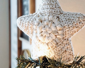 CROCHET PATTERN // Christmas Tree Topper, Crochet Star, Farmhouse Decor, Holiday Crochet, Xmas Decor, Crochet Ornament // Snow Drift Set