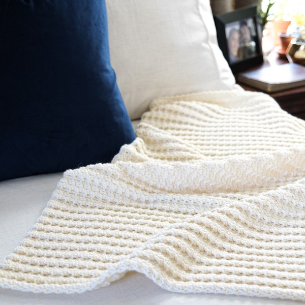 CROCHET PATTERN // Crochet Throw, Ribbed Throw, Farmhouse Home Decor, Baby Blanket, Afghan, Bedspread, Heirloom Blanket // Felicity Throw