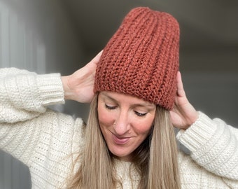 CROCHET PATTERN // Crochet Hat, Ribbed Hat, Bulky Winter Beanie, Brimless Fisherman Hat, Winter Crochet, Crochet Toque // December Toque