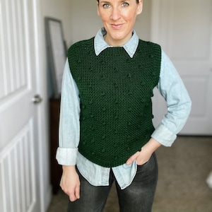 CROCHET PATTERN // Crochet Vest, Bobble Stitch Sweater Vest, Textured Preppy Vest, Sleeveless Sweater, Pullover, Slip-over // Nantucket Vest image 1