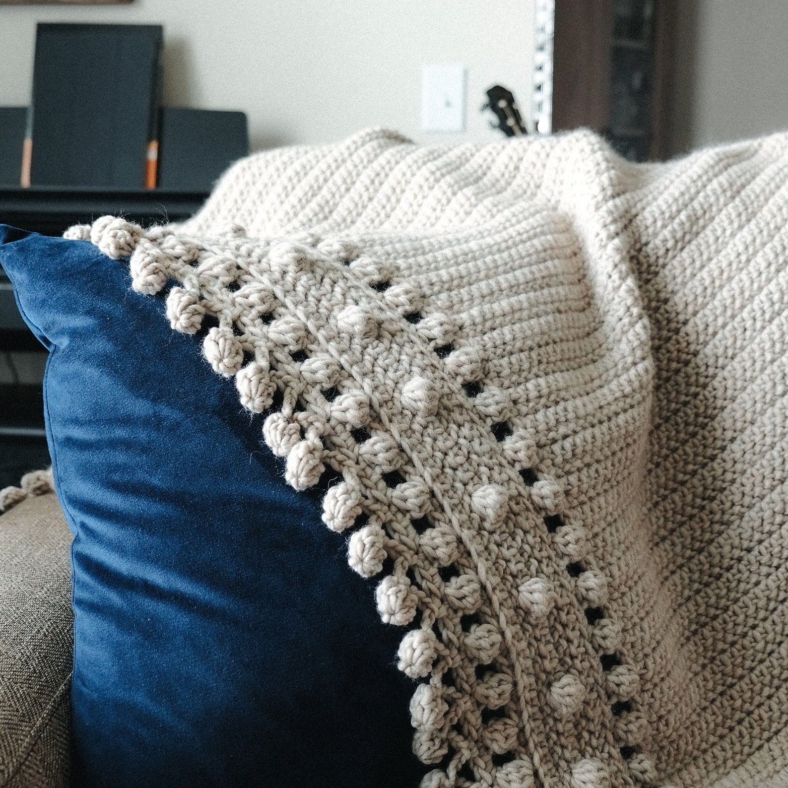 CROCHET PATTERN // Modern Farmhouse Throw Bobble Stitch Etsy