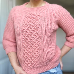 CROCHET PATTERN // Crochet Cable Sweater, Pullover, Knit-Like Ribbed Sweater, Modern Crochet Jumper, Luxury Sweater // Diamante Pullover image 5