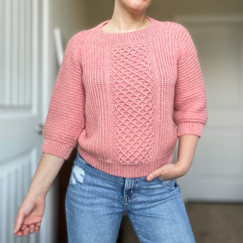 CROCHET PATTERN // Crochet Cable Sweater, Pullover, Knit-Like Ribbed Sweater, Modern Crochet Jumper, Luxury Sweater // Diamante Pullover image 1