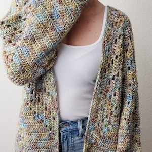 CROCHET PATTERN // Crochet Cardigan, Granny Square Cardigan, Hexagon Cardigan, Crochet Pullover, Oversized Sweater // Homebody Cardigan