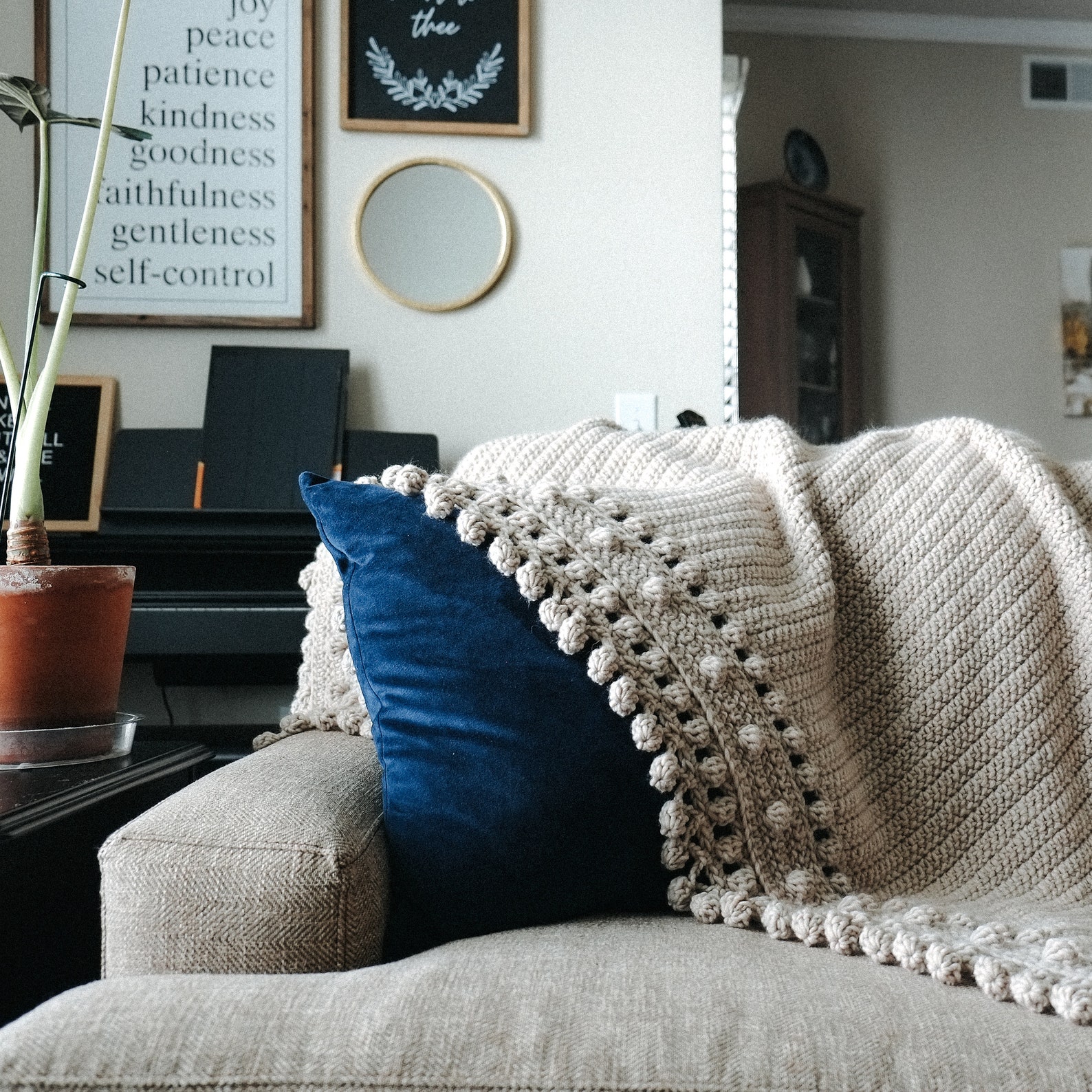 CROCHET PATTERN // Modern Farmhouse Throw Bobble Stitch Etsy