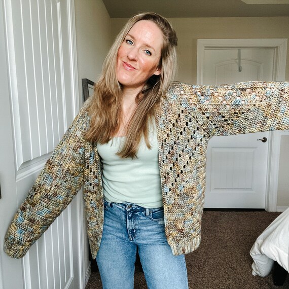 Crochet Lacy Cardigan Modern Sweater 