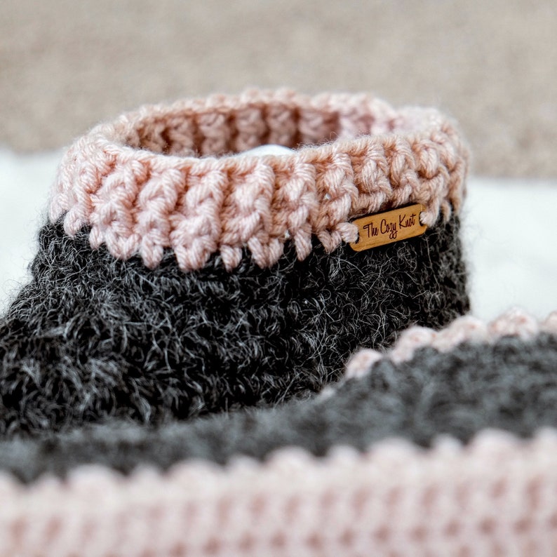 CROCHET PATTERN // Women's Slippers, Faux Fur Fuzzy Slippers, Slipper Boots, Winter Crochet, Christmas Crochet // Snowed In Cabin Slippers image 10