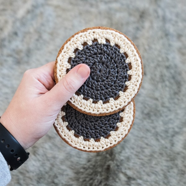 CROCHET PATTERN // Crochet Coasters, Modern Decorative Coasters, Farmhouse Crochet, Crochet + Cork Coasters, Home Decor, Drink Coasters