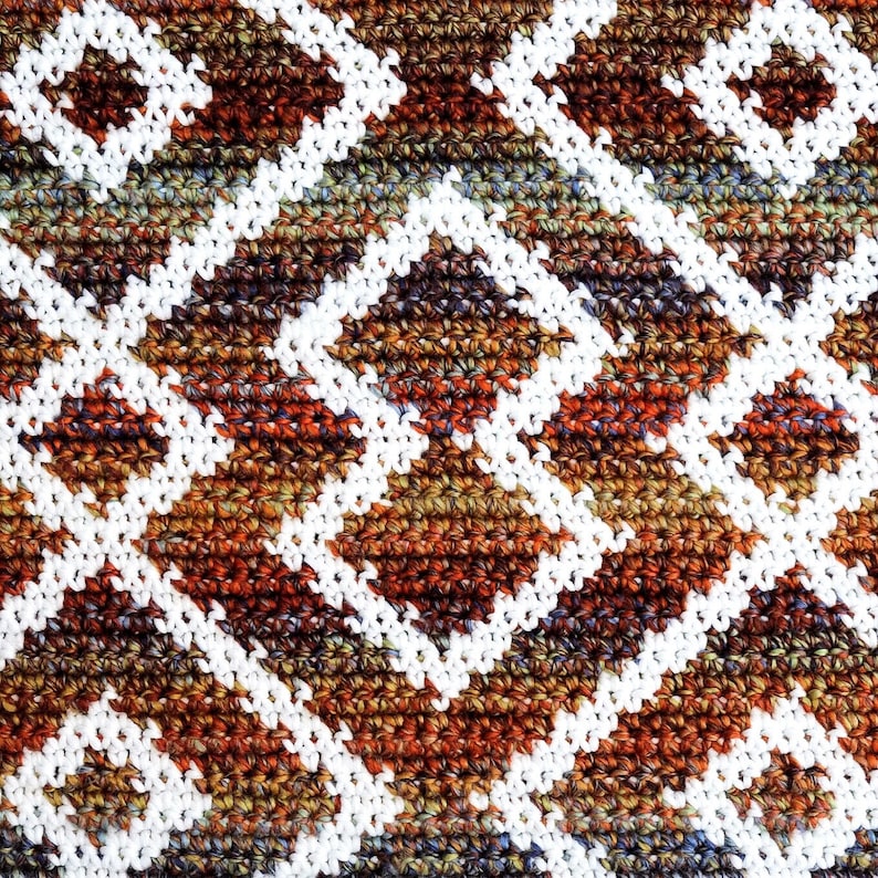 CROCHET PATTERN // Geometric Diamond Rug, Kitchen Rug, Bathroom Rug, Home Decor, Tapestry Crochet Rug, Floor Mat // Aztec Harvest Rug image 5