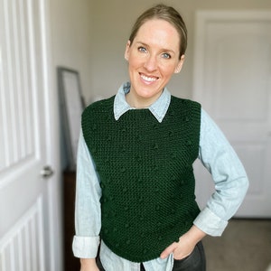 CROCHET PATTERN // Crochet Vest, Bobble Stitch Sweater Vest, Textured Preppy Vest, Sleeveless Sweater, Pullover, Slip-over // Nantucket Vest image 2