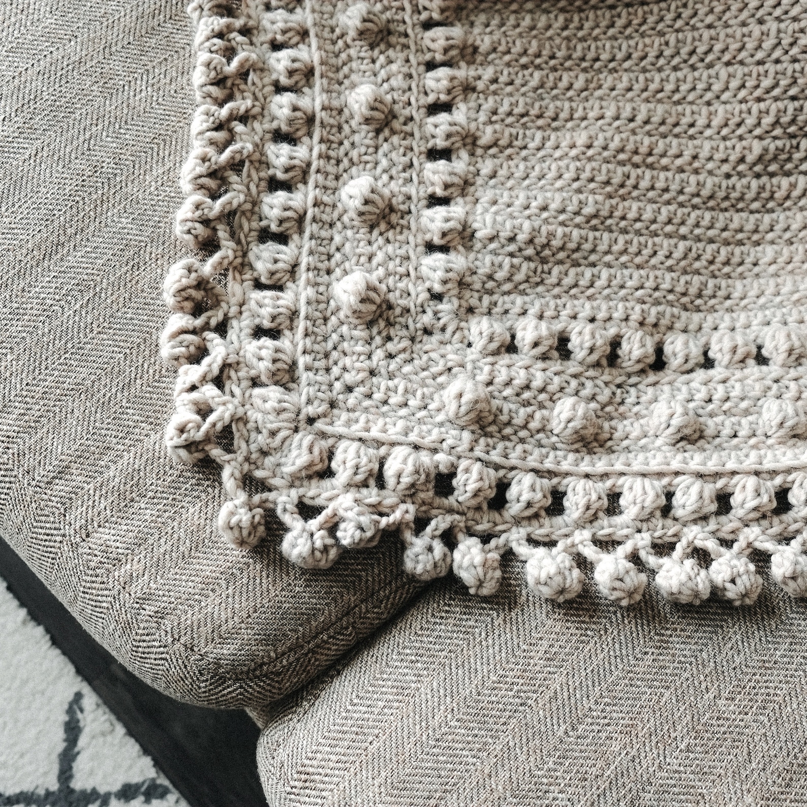 CROCHET PATTERN // Modern Farmhouse Throw Bobble Stitch Etsy
