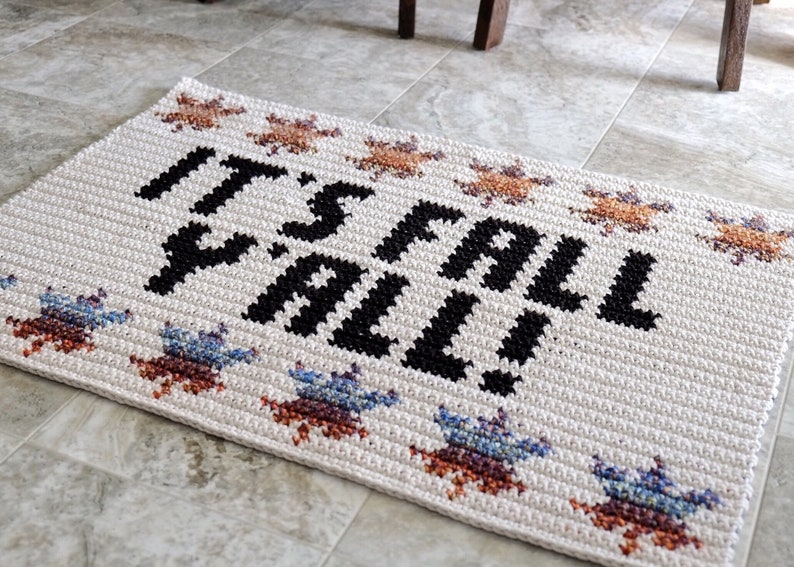 CROCHET PATTERN // Modern Fall Rug, Leaf Tapestry Rug, Home Decor, Kitchen Rug, Bathroom Mat, Crochet Floor Mat // It's Fall Y'all Rug image 2