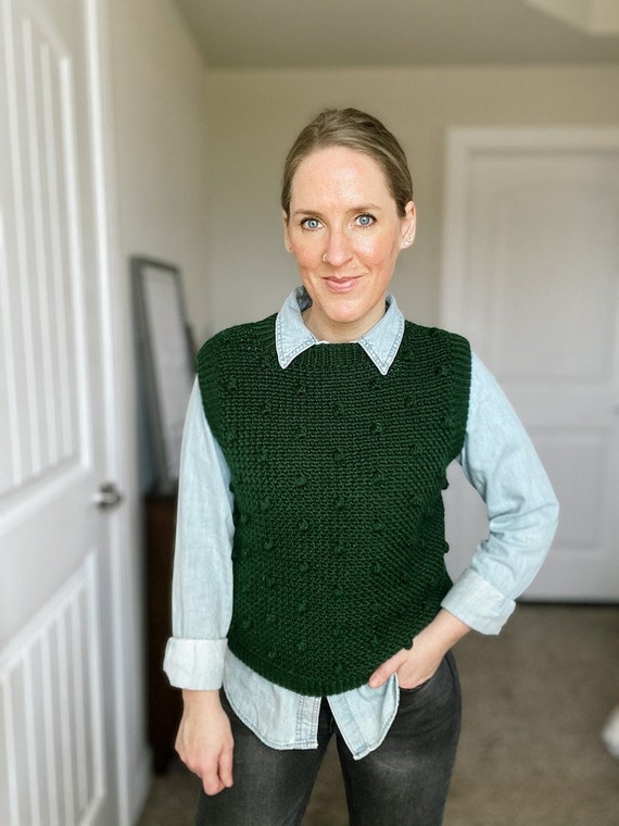 CROCHET PATTERN // Crochet Vest Bobble Stitch Sweater Vest - Etsy