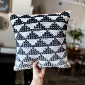 CROCHET PATTERN // Decorative Pillow, Throw Pillow, Triangle Bobble Textured Pillow, Geometric Pillow, Home Decor Pillow // Hima Pillow image 4