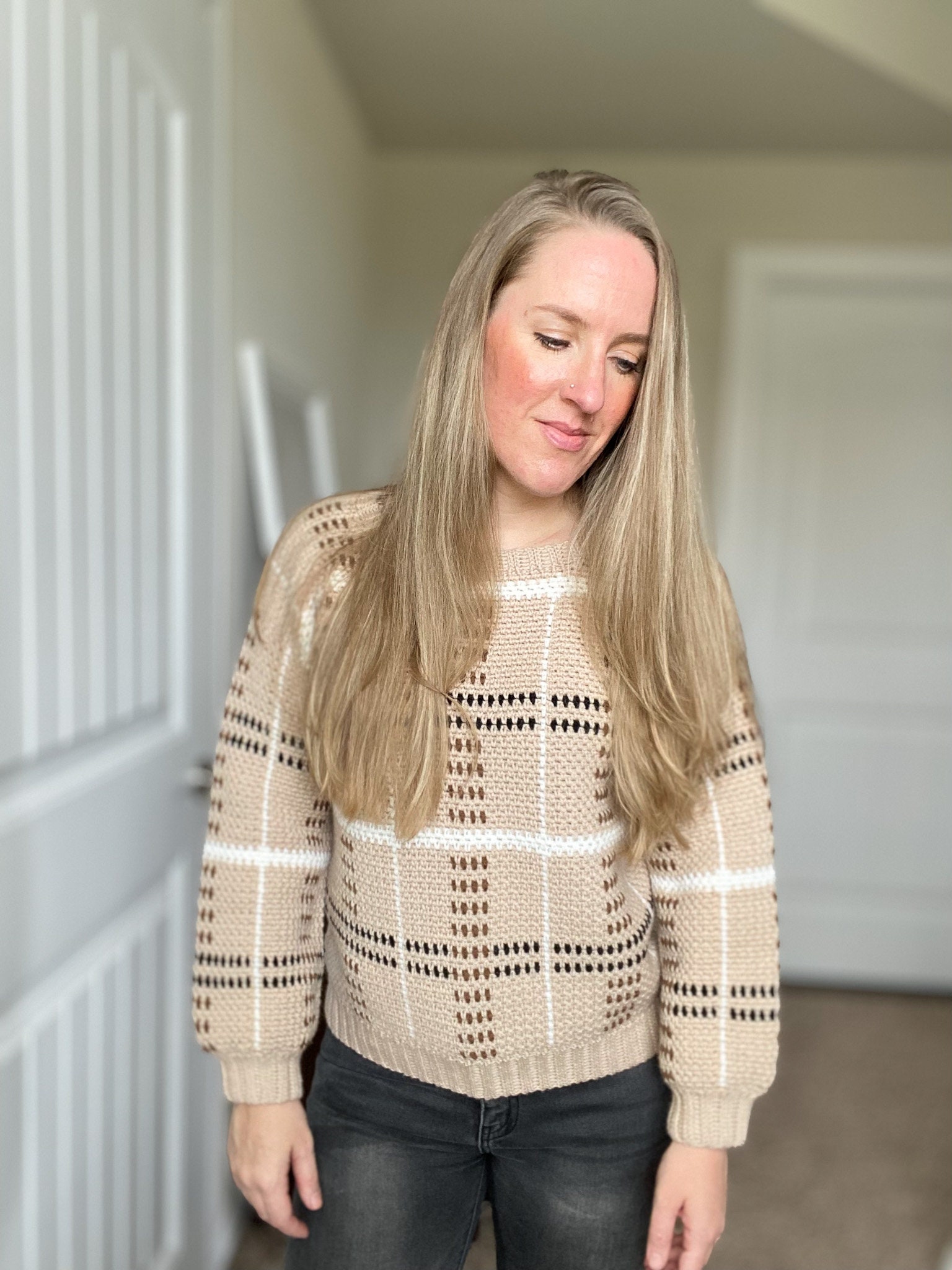 CROCHET PATTERN // Modern Plaid Sweater Plaid Sweatshirt - Etsy