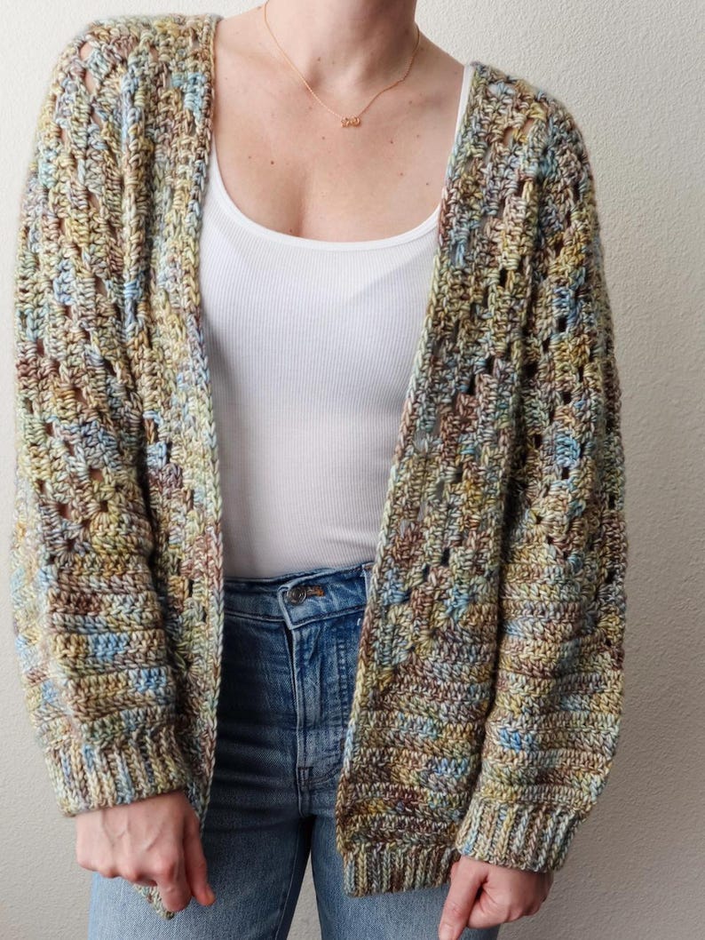 CROCHET PATTERN // Crochet Cardigan, Granny Square Cardigan, Hexagon Cardigan, Crochet Pullover, Oversized Sweater // Homebody Cardigan image 2
