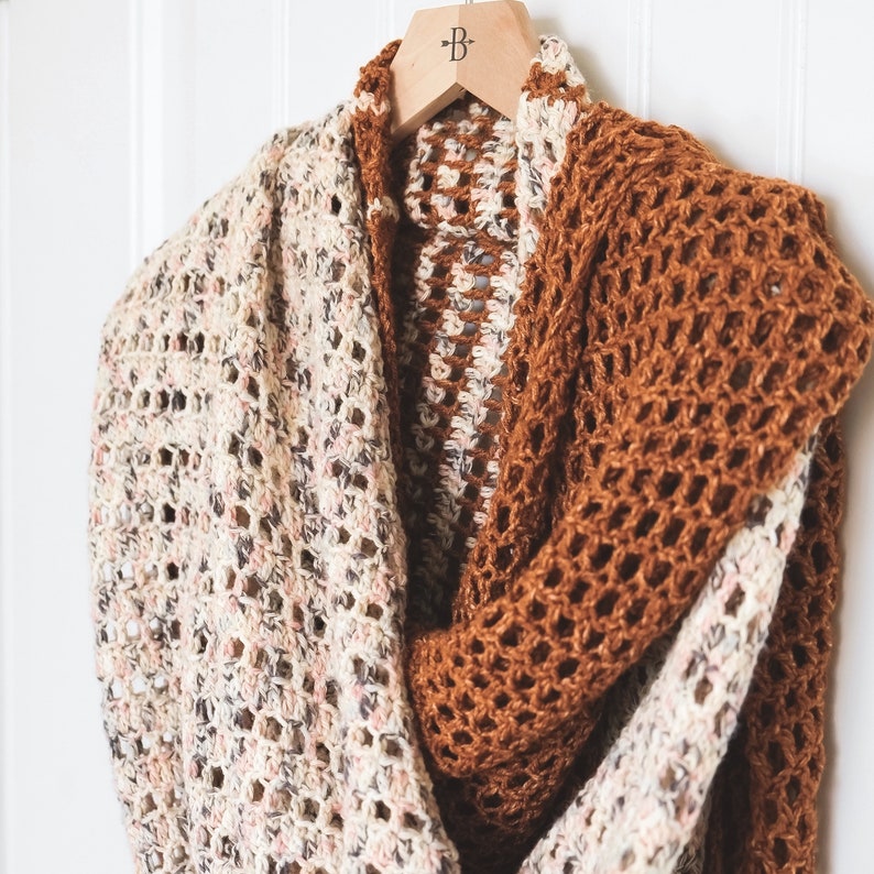 CROCHET PATTERN // Oversized Wrap, Ombre Shawl, Fall Crochet, Winter Crochet, Modern Lace Crochet Wrap, Crochet Scarf // Dawn & Dusk Wrap image 9