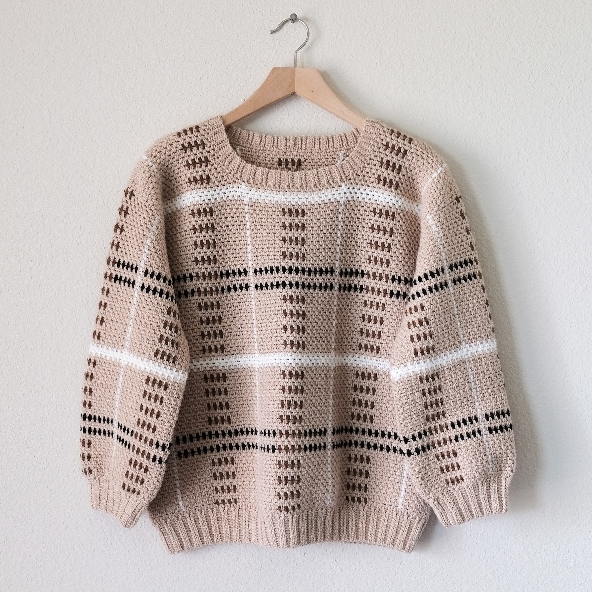 CROCHET PATTERN // Modern Plaid Sweater Plaid Sweatshirt - Etsy