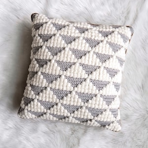 CROCHET PATTERN // Decorative Pillow, Throw Pillow, Triangle Bobble Textured Pillow, Geometric Pillow, Home Decor Pillow // Hima Pillow