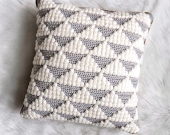 CROCHET PATTERN // Decorative Pillow, Throw Pillow, Triangle Bobble Textured Pillow, Geometric Pillow, Home Decor Pillow // Hima Pillow