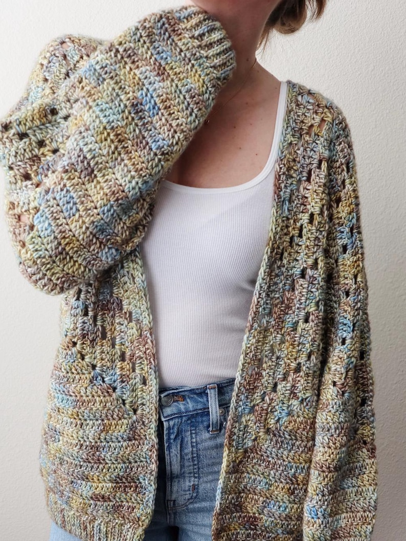CROCHET PATTERN // Crochet Cardigan, Granny Square Cardigan, Hexagon Cardigan, Crochet Pullover, Oversized Sweater // Homebody Cardigan image 1