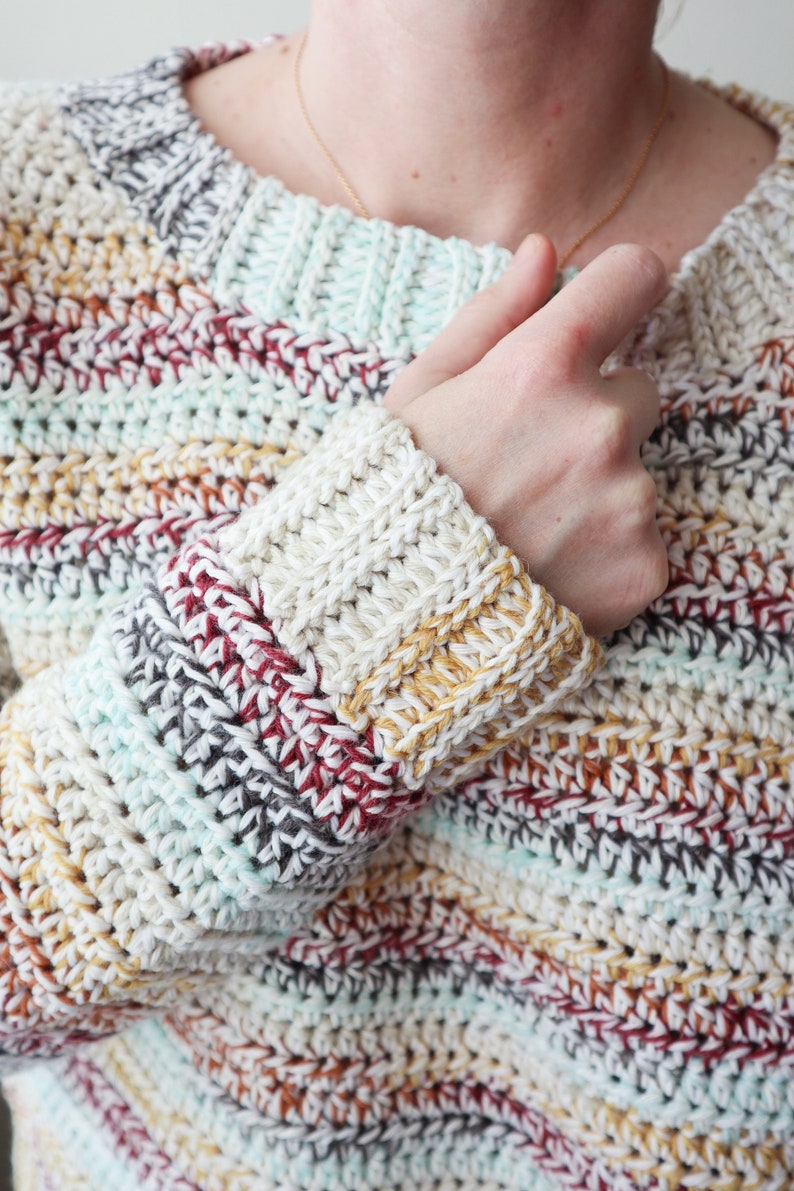 CROCHET PATTERN // Striped Crochet Sweater, Pullover, Jumper, Cropped Sweater, Crochet Shirt, Crochet Top, Modern Sweater// Stratum Pullover image 10
