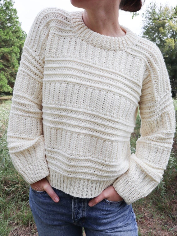 CROCHET PATTERN // Crochet Sweater, Pullover, Jumper, Ribbed Sweater, Crochet Shirt, Crochet Top, Striped Sweater // Obelilsk Pullover