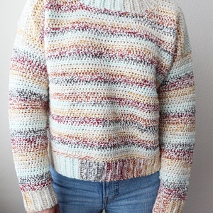 CROCHET PATTERN // Striped Crochet Sweater, Pullover, Jumper, Cropped Sweater, Crochet Shirt, Crochet Top, Modern Sweater// Stratum Pullover image 6