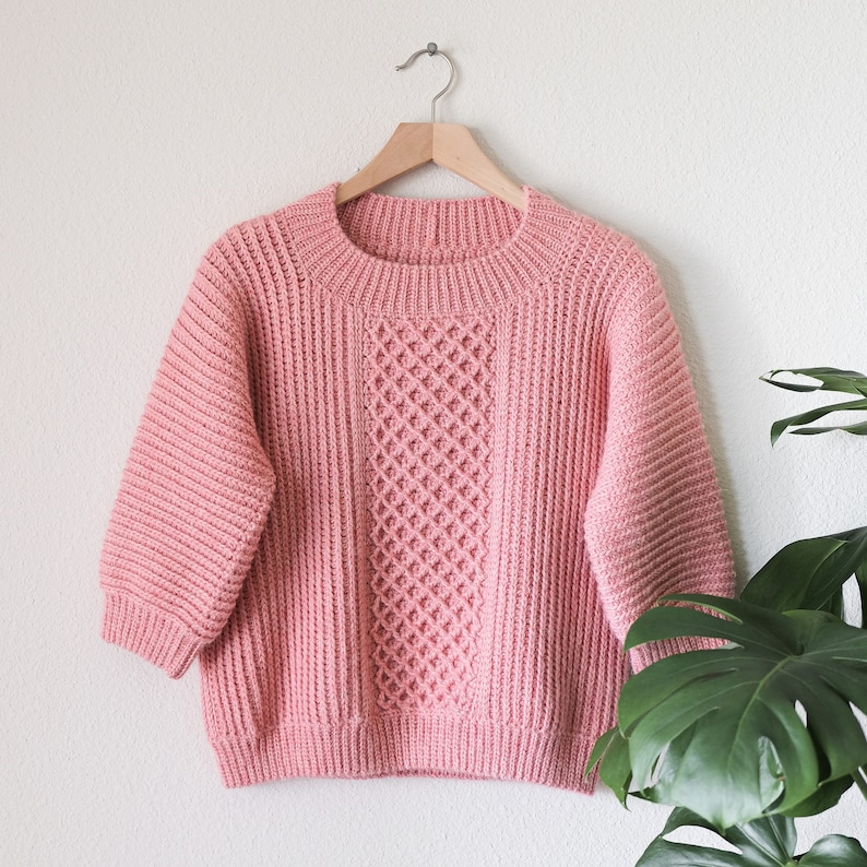 CROCHET PATTERN // Crochet Cable Sweater, Pullover, Knit-Like Ribbed Sweater, Modern Crochet Jumper, Luxury Sweater // Diamante Pullover image 7