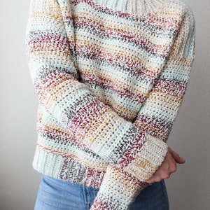 CROCHET PATTERN // Striped Crochet Sweater, Pullover, Jumper, Cropped Sweater, Crochet Shirt, Crochet Top, Modern Sweater// Stratum Pullover image 3