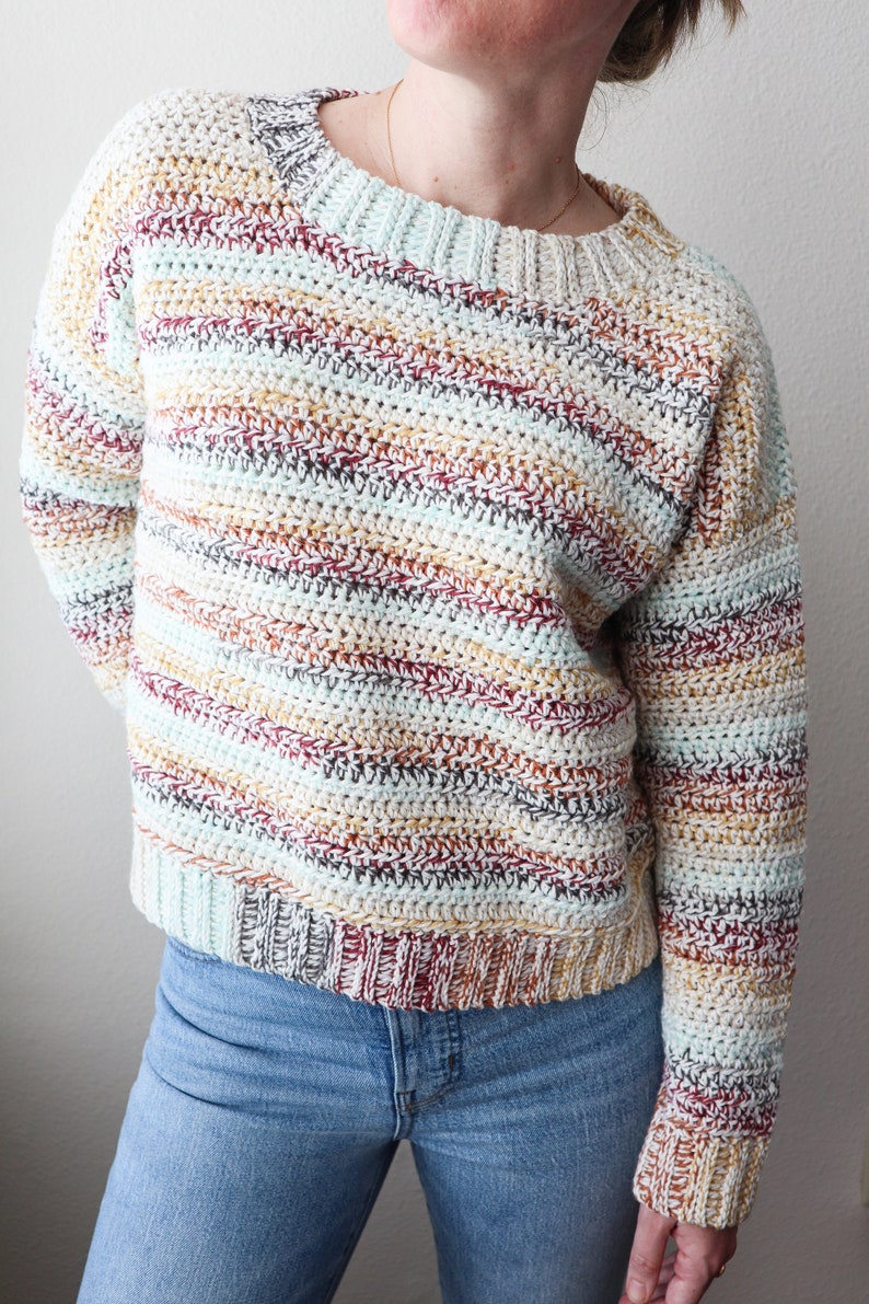 CROCHET PATTERN // Striped Crochet Sweater, Pullover, Jumper, Cropped Sweater, Crochet Shirt, Crochet Top, Modern Sweater// Stratum Pullover image 4