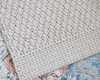 CROCHET PATTERN // Modern Farmhouse Rug, Floor Mat, Kitchen Rug, Bathroom Mat, Home Decor Textile, Easy Textured Rug // Alpine Rug